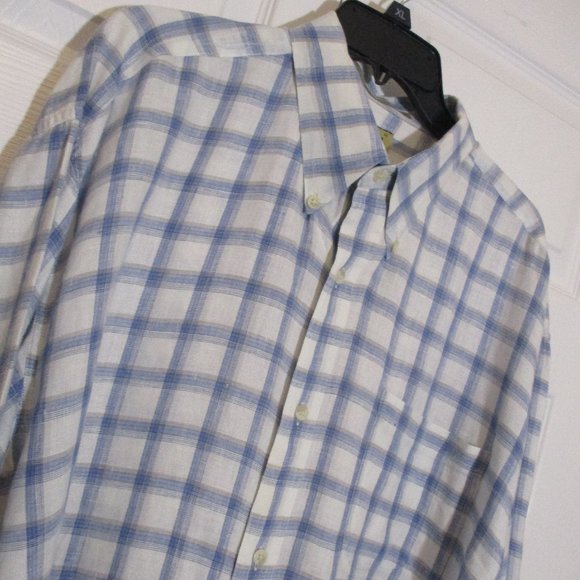 Joseph Abboud Blue White Linen Button Down sz XL - Picture 1 of 9